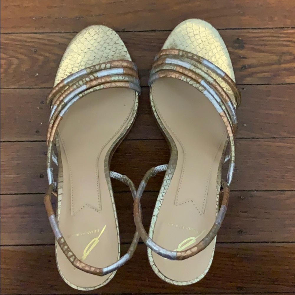 Brain Atwood metallic sling back heels